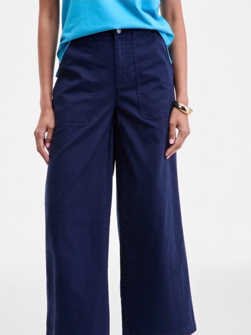 On 34th High-Rise Wide Leg Chino Pants in Navy